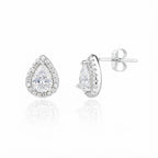 עגיל כסף טיפה משובץ מסביב