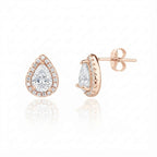 עגיל רוזגולד טיפה משובץ מסביב