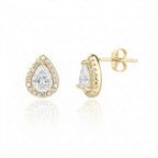 עגיל זהב טיפה משובץ מסביב