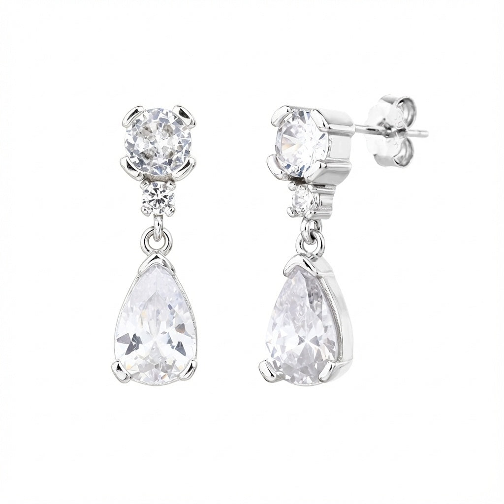 עגיל כסף טיפה עם אבן