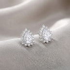 עגיל כסף טיפה עם אבנים