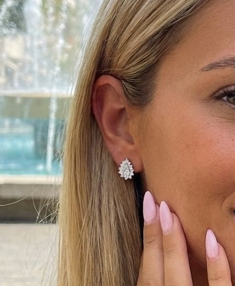 עגיל כסף טיפה עם אבנים