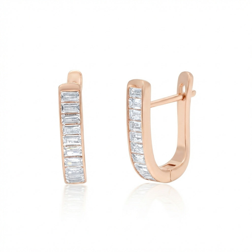 עגיל רוזגולד צמוד עם שיבוץ