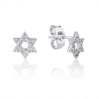 עגיל כסף מגן דוד משובץ