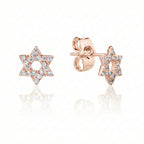 עגיל רוזגולד מגן דוד משובץ