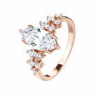 טבעת רוזגולד אבן אליפסה גדולה משובצת