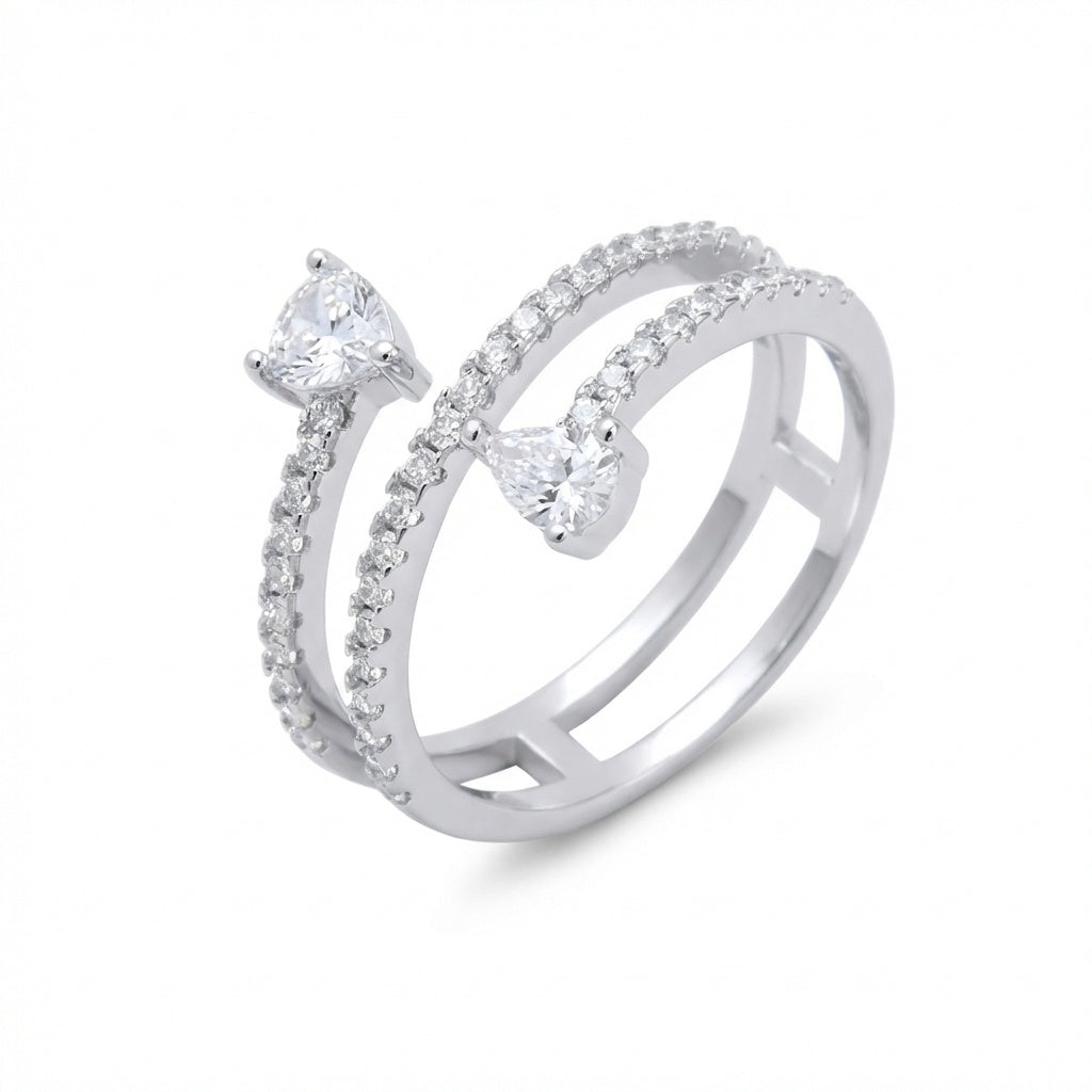 טבעת כסף אבן לב קטנה