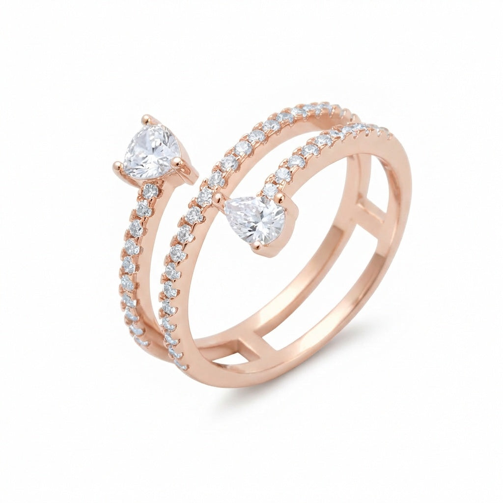 טבעת רוזגולד אבן לב קטנה