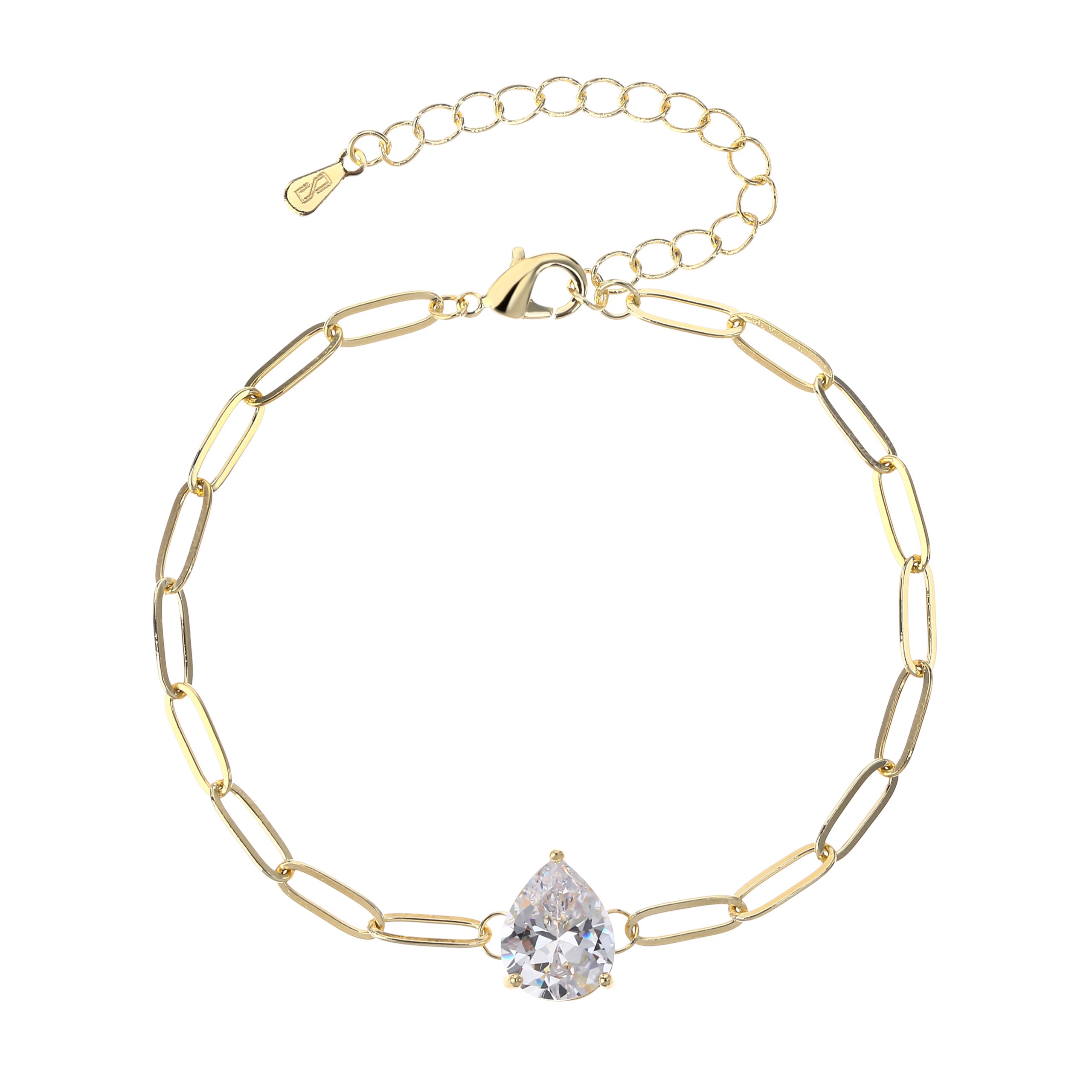 צמיד זהב חוליות עם טיפה