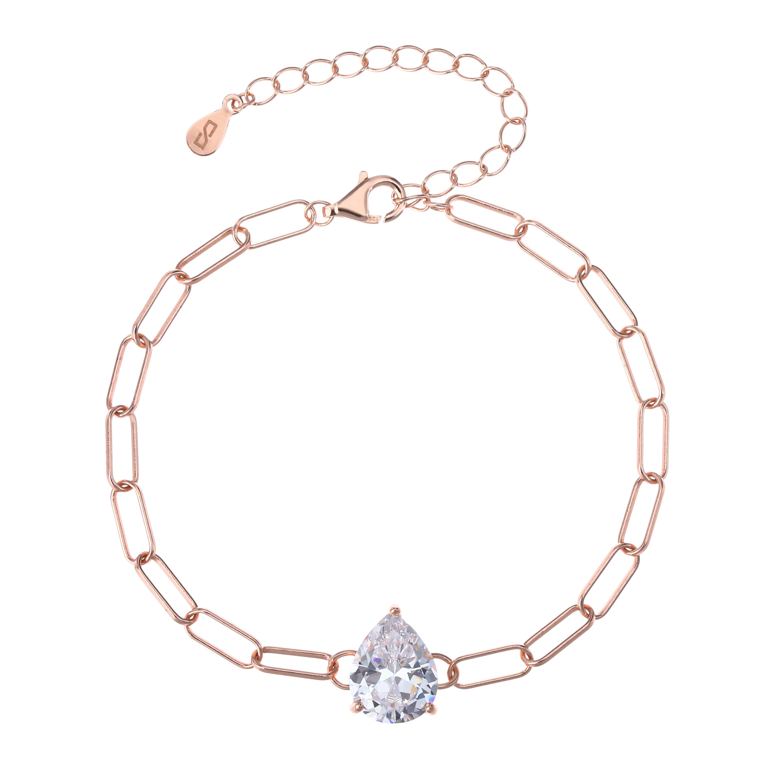 צמיד רוזגולד חוליות עם טיפה