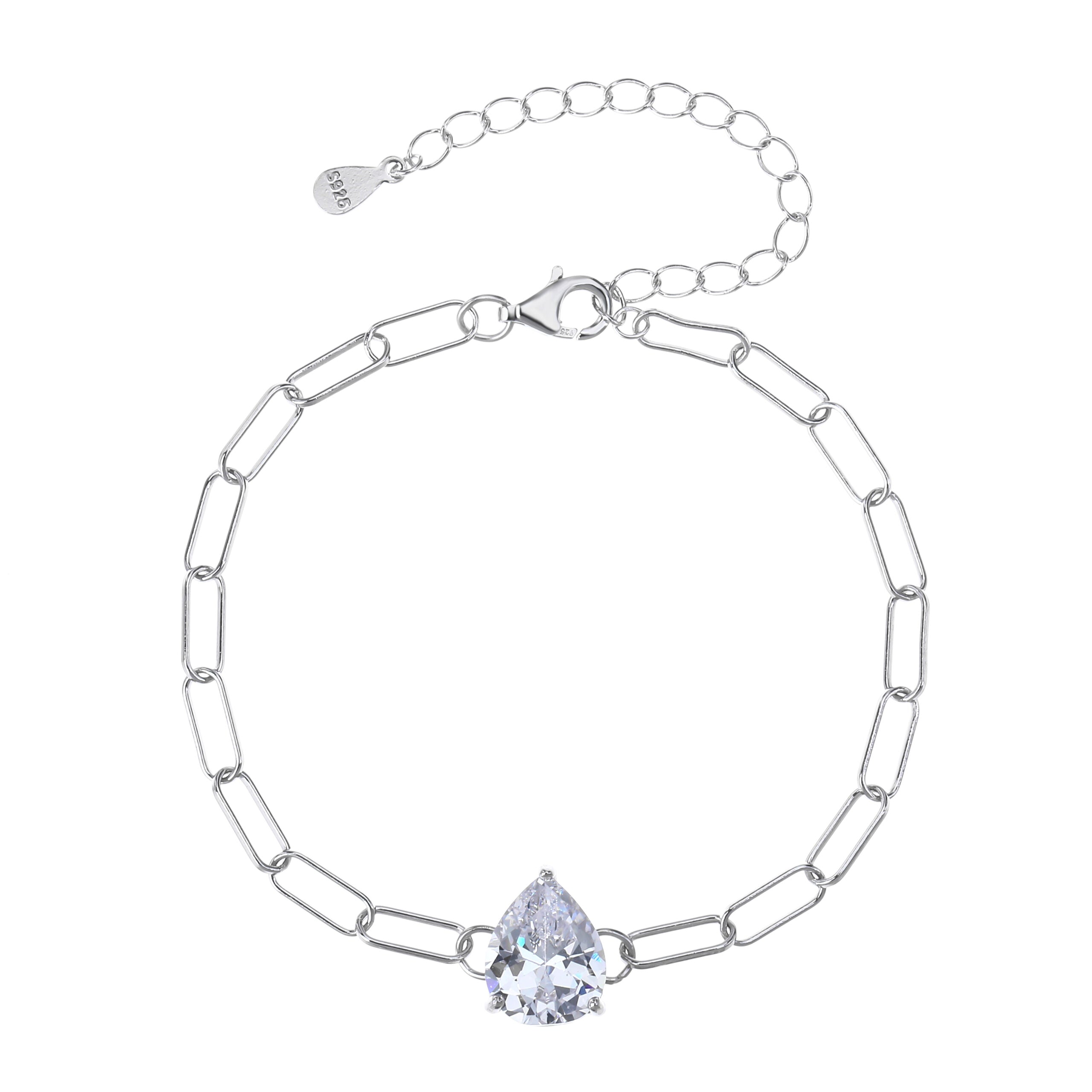 צמיד כסף חוליות עם טיפה