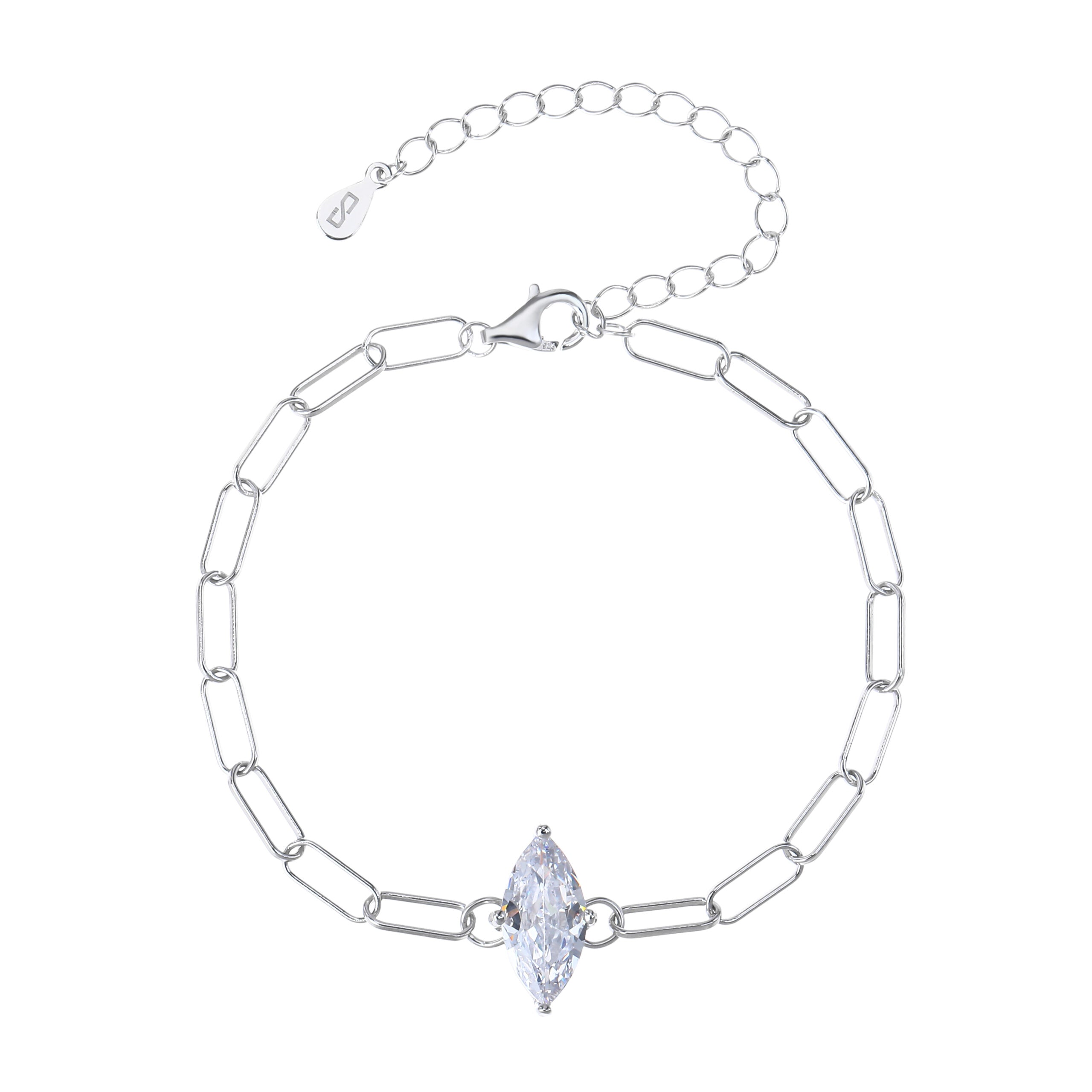 צמיד כסף חוליות עם מרקיז