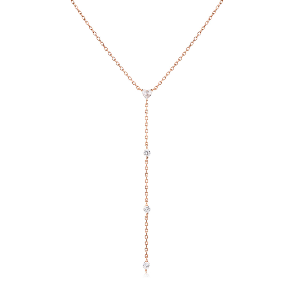 שרשרת רוזגולד עניבה ארבע אבנים