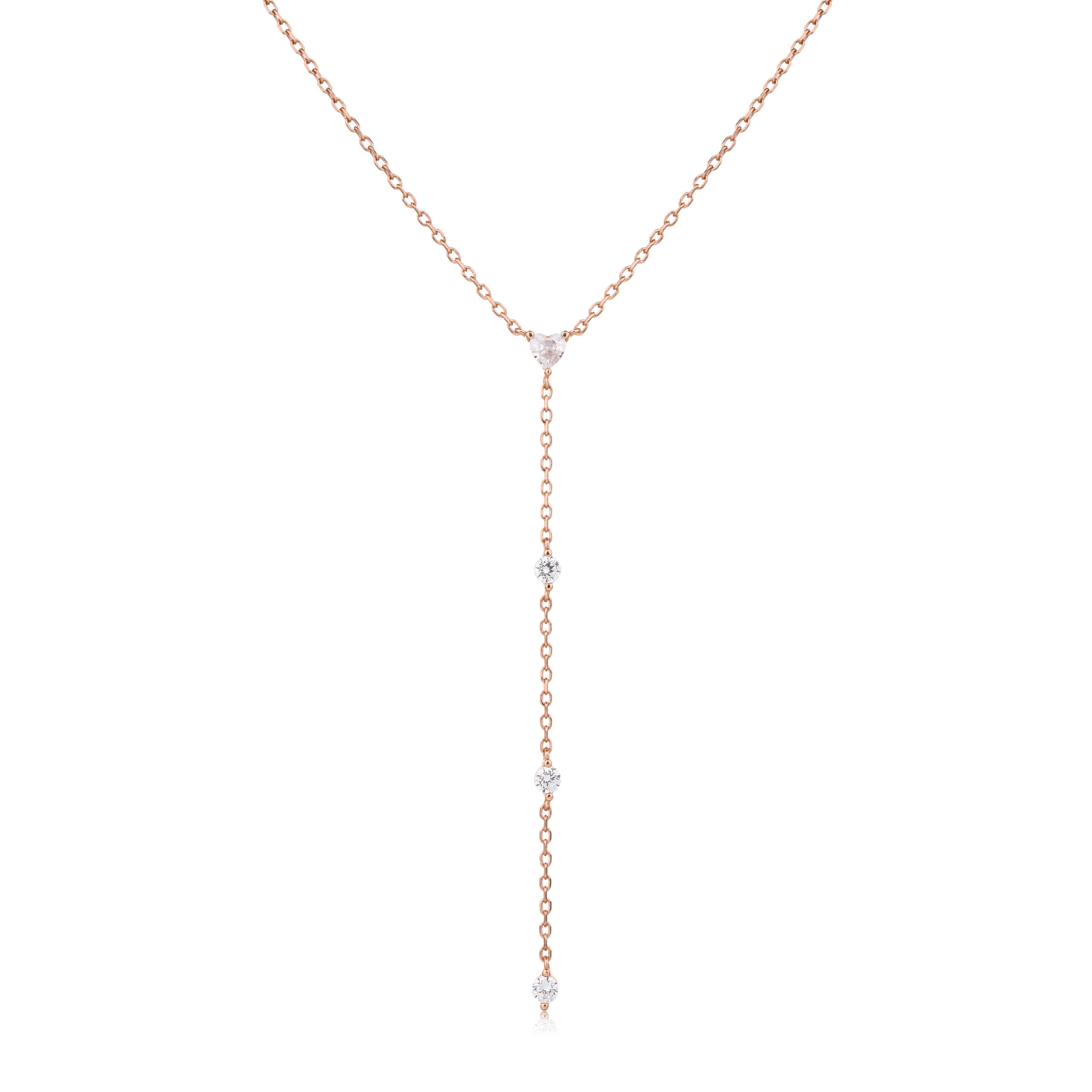 שרשרת רוזגולד עניבה ארבע אבנים