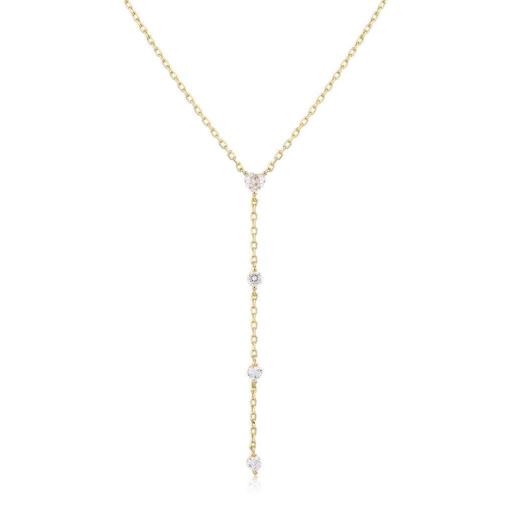 שרשרת זהב עניבה ארבע אבנים