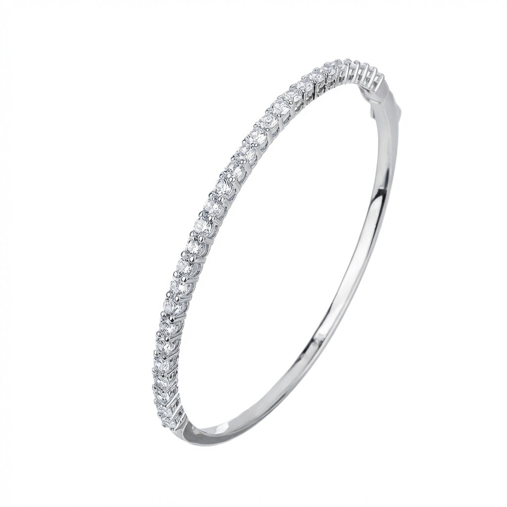 צמיד כסף קשיח משובץ אבנים