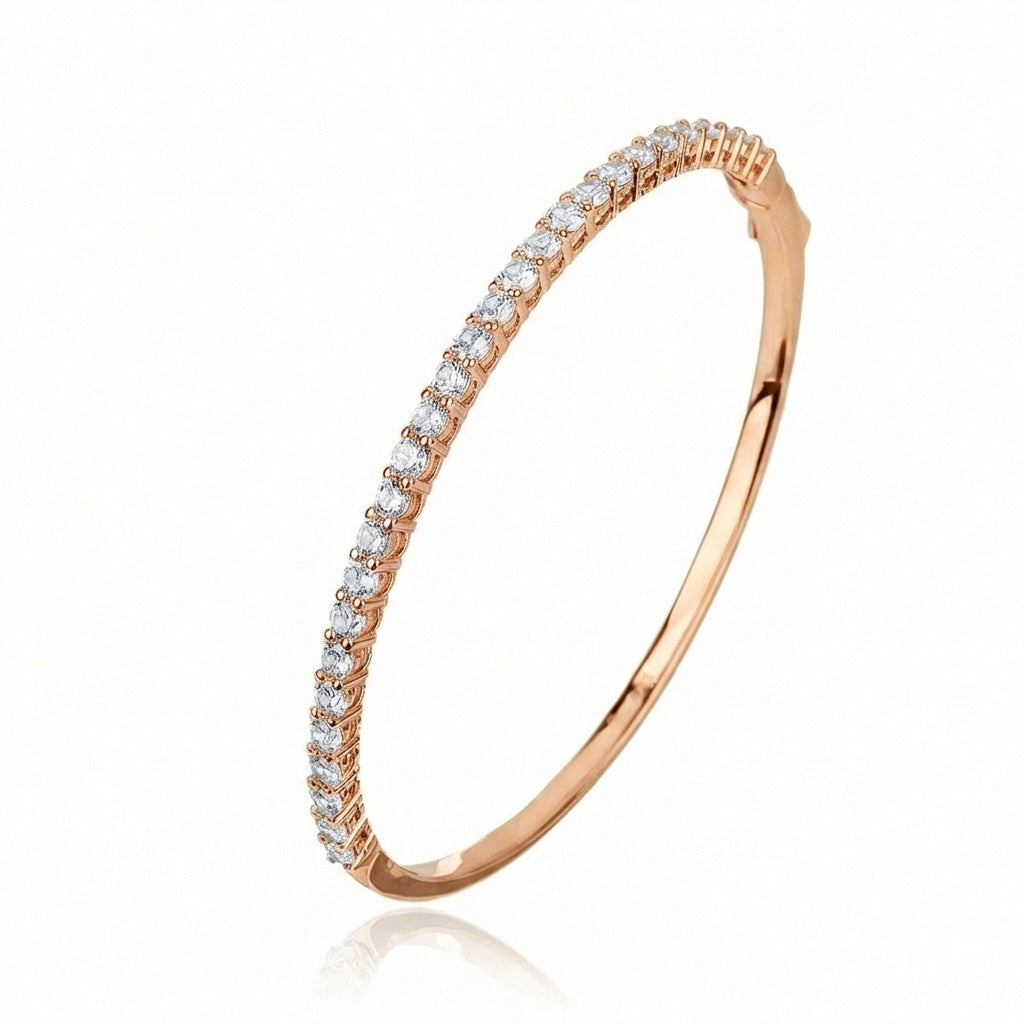 צמיד רוזגולד קשיח משובץ אבנים