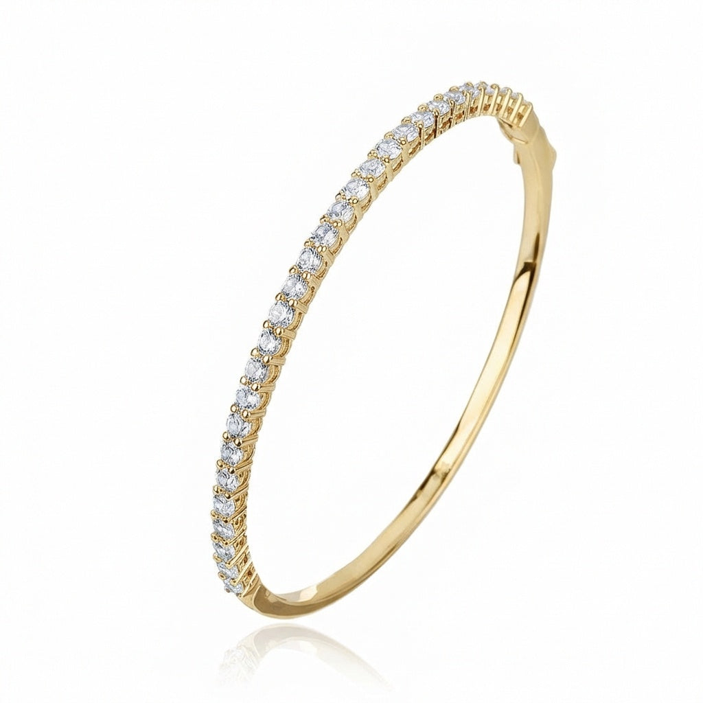 צמיד זהב קשיח משובץ אבנים