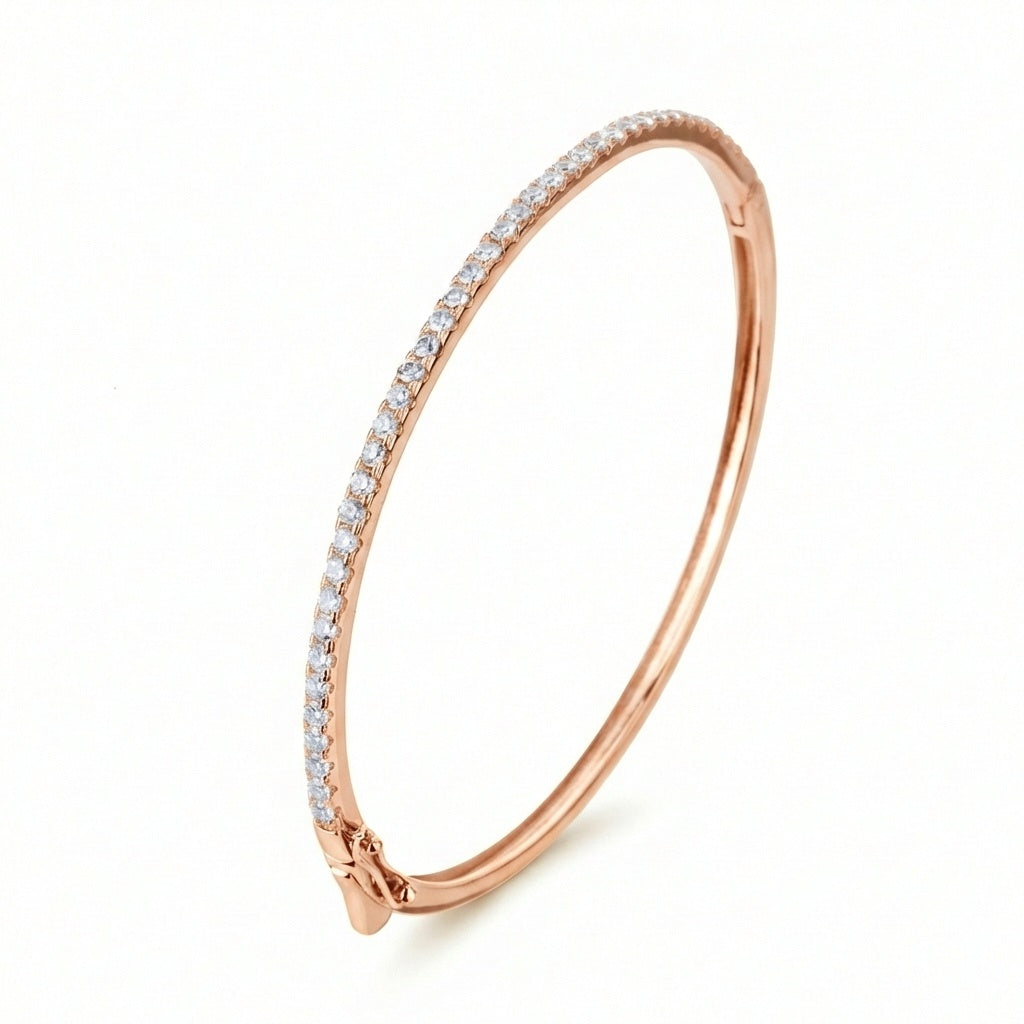 צמיד רוזגולד קשיח משובץ