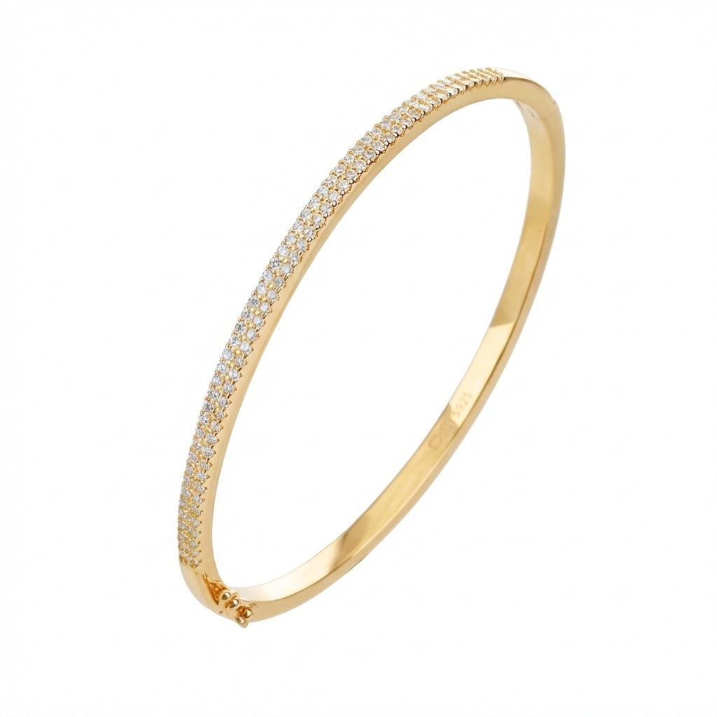 צמיד זהב קשיח משובץ