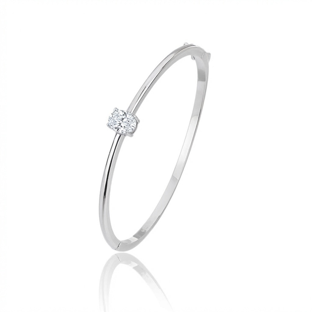 צמיד כסף קשיח אבן אליפסה