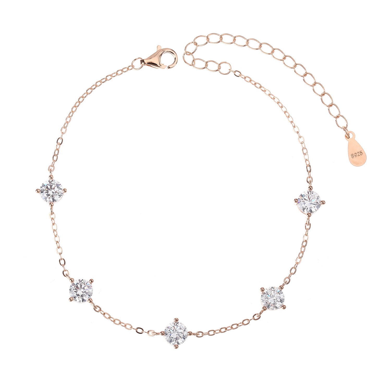 צמיד רוזגולד חמש אבנים