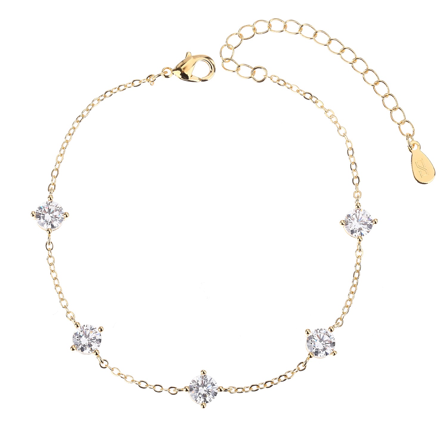 צמיד זהב חמש אבנים