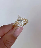 טבעת זהב אבן אליפסה גדולה משובצת