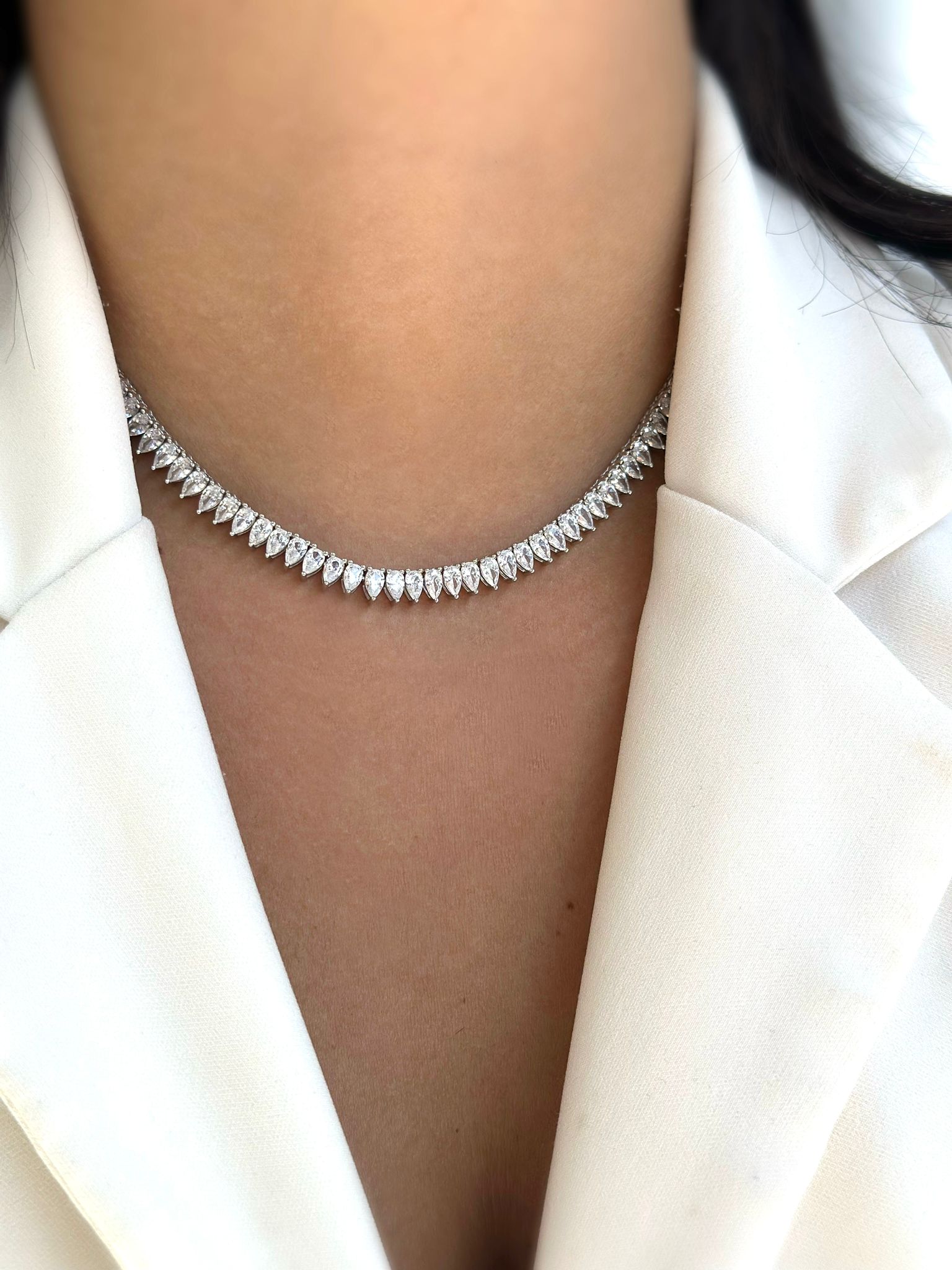 שרשרת טניס זהב אבני טיפה