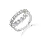 טבעת כסף צורת חצי עיגול משובצת