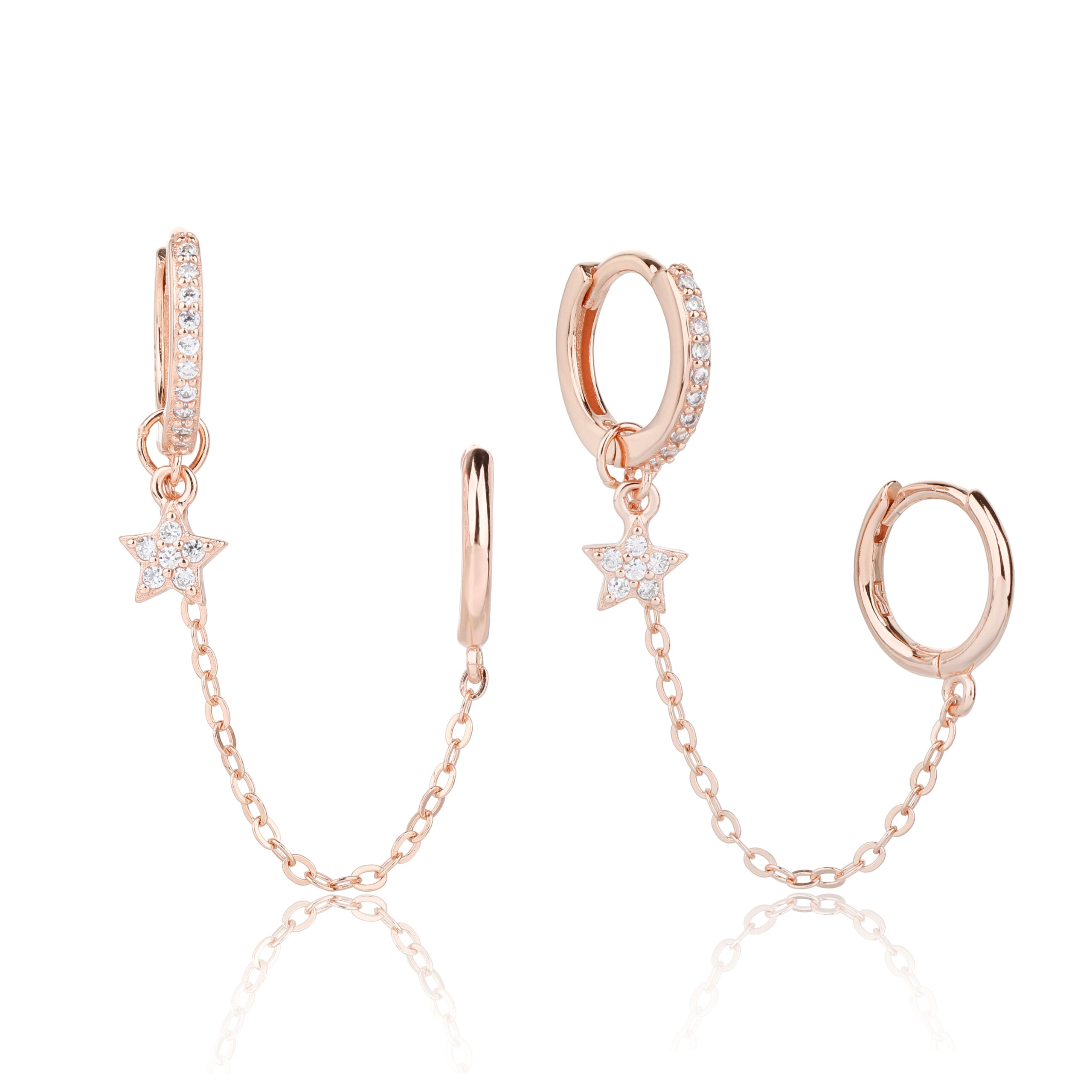 עגיל רוזגולד שרשרת עם כוכב