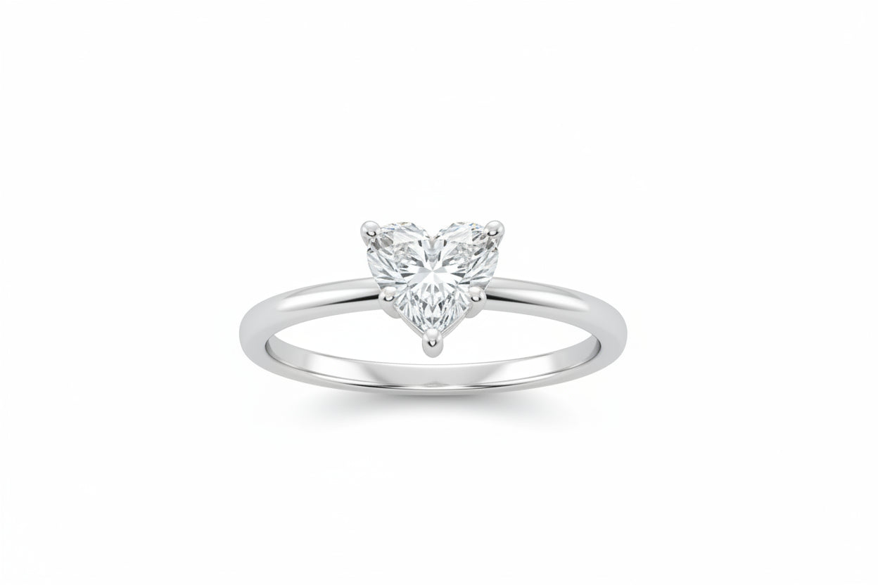 טבעת כסף חלקה לב