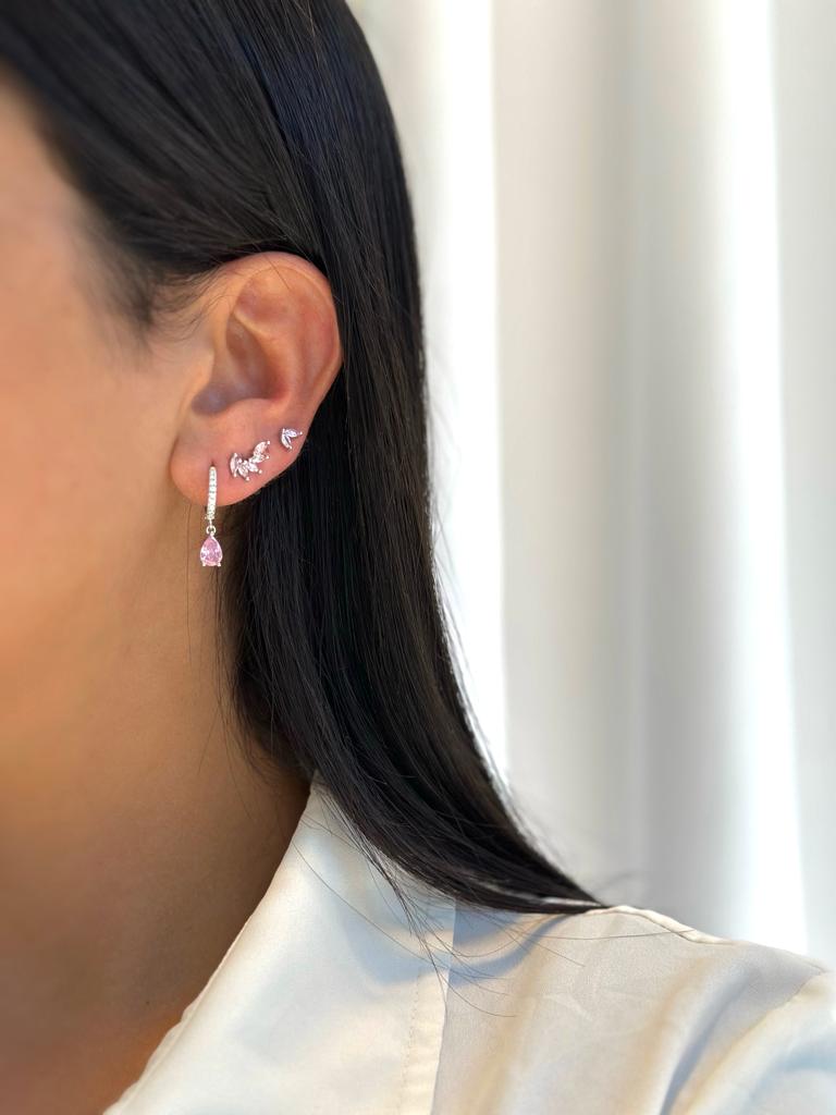 עגיל כסף צמוד אבנים קטנות