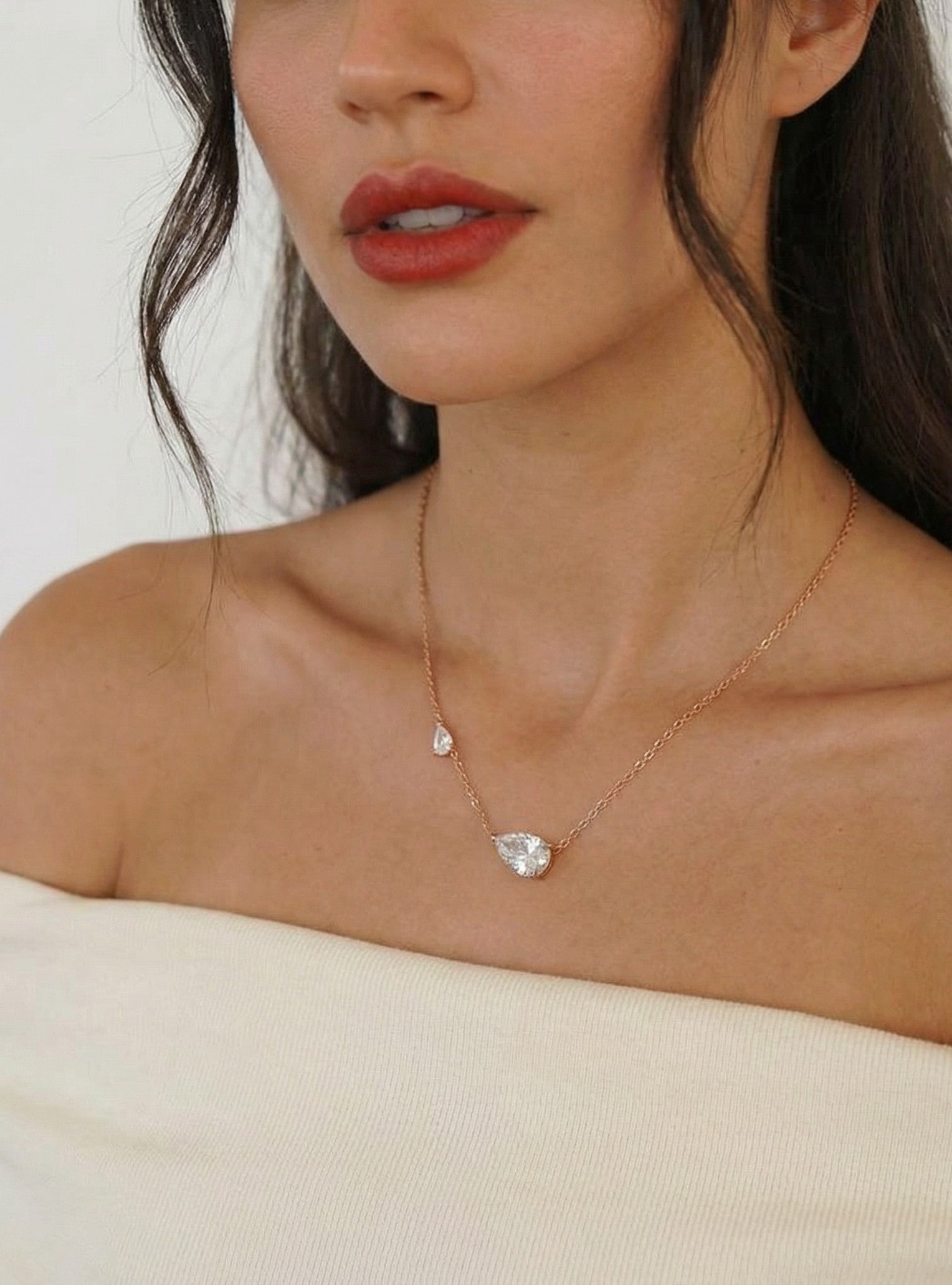 שרשרת רוזגולד שתי טיפות