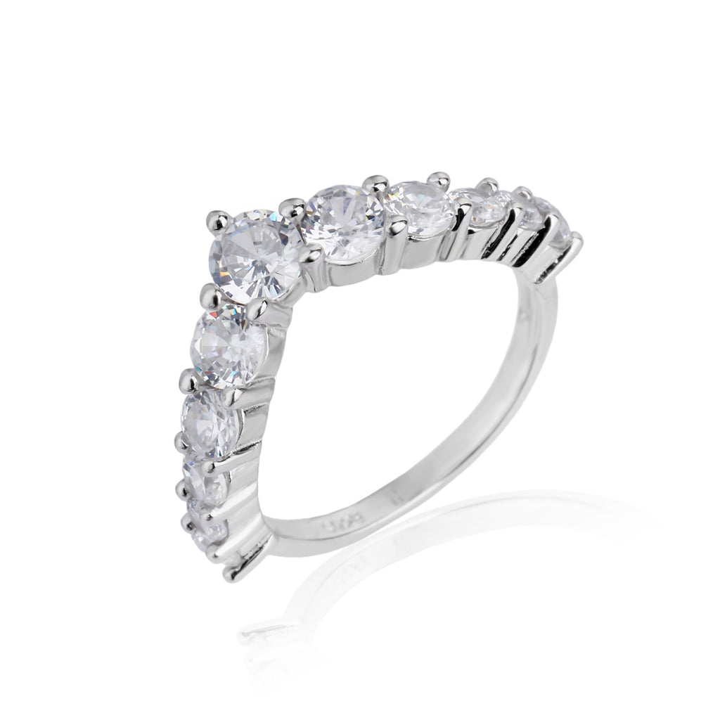 טבעת כסף כתר משובצת