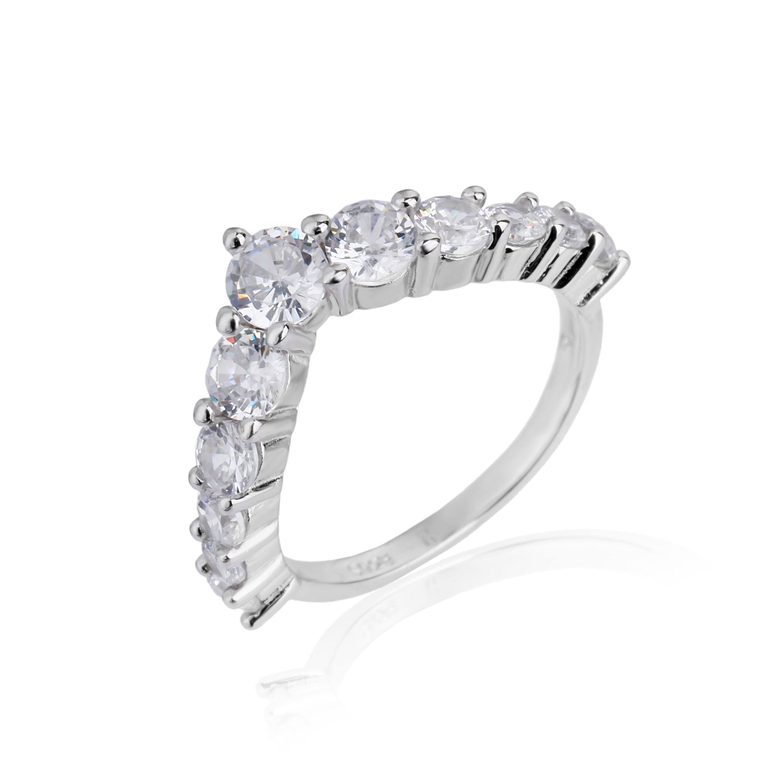 טבעת כסף כתר משובצת