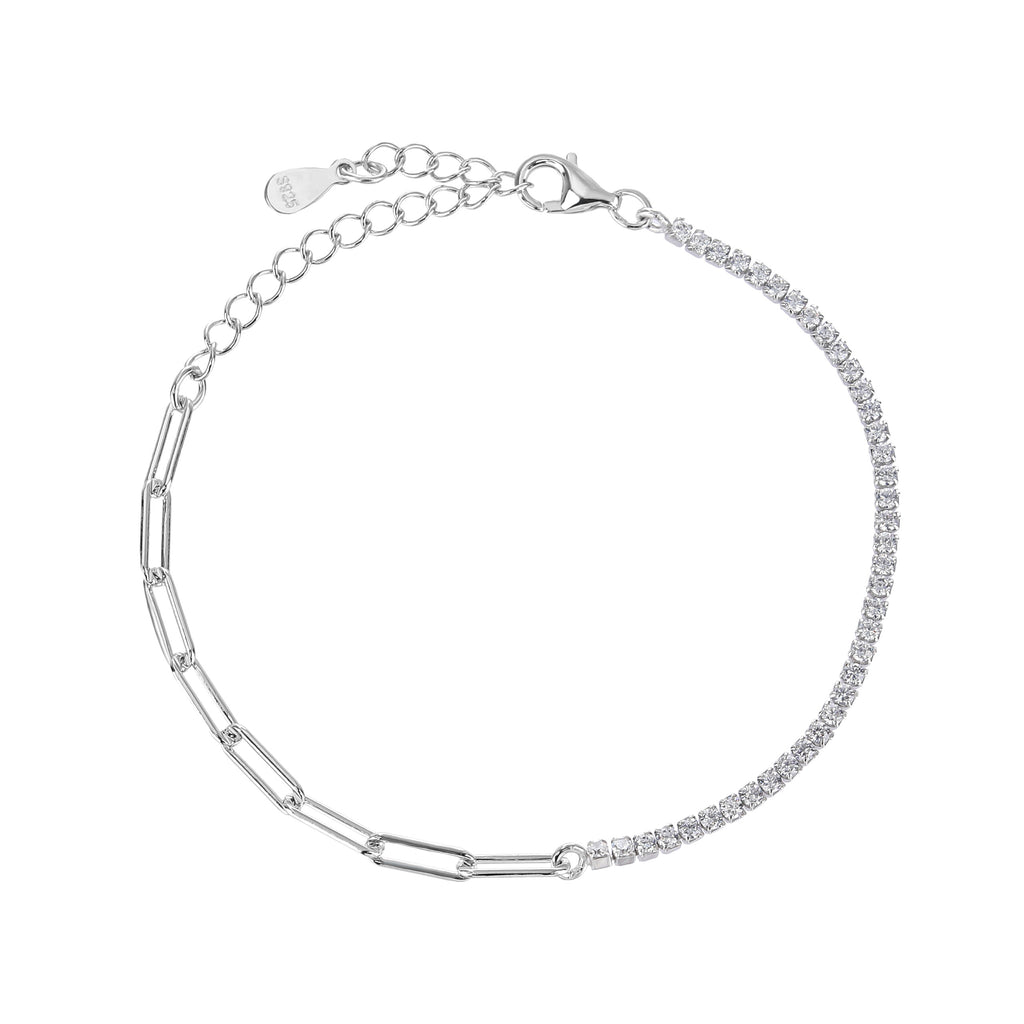 שרשרת כסף טניס משולבת