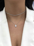 שרשרת כסף אליפסה שיבוץ מסביב